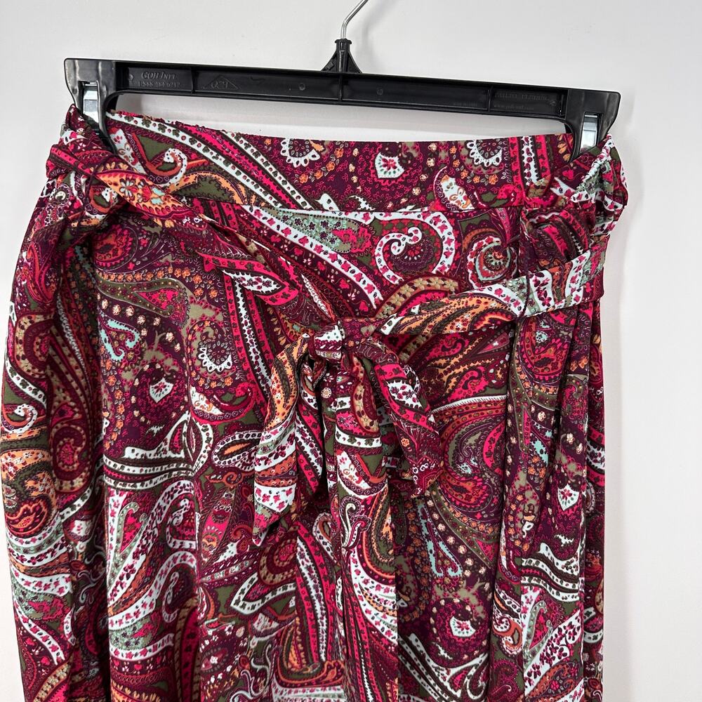 TALBOTS Paisley Print Purple Tie Waist Midi Skirt / 20 - Picture 2 of 7